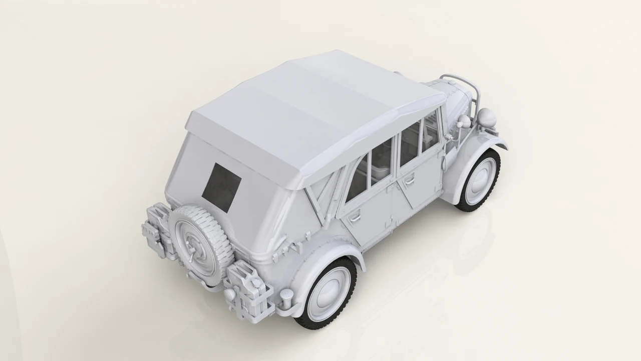 WWII German le.gl.Einheitz PkwKfz 1 Light Personnel Car w/Soft Top 1/35 ICM Models - Image 4