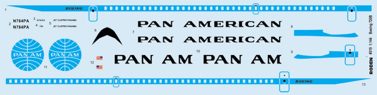 B720B Pan Am Pan American Airliner 1/144 Roden - Image 3