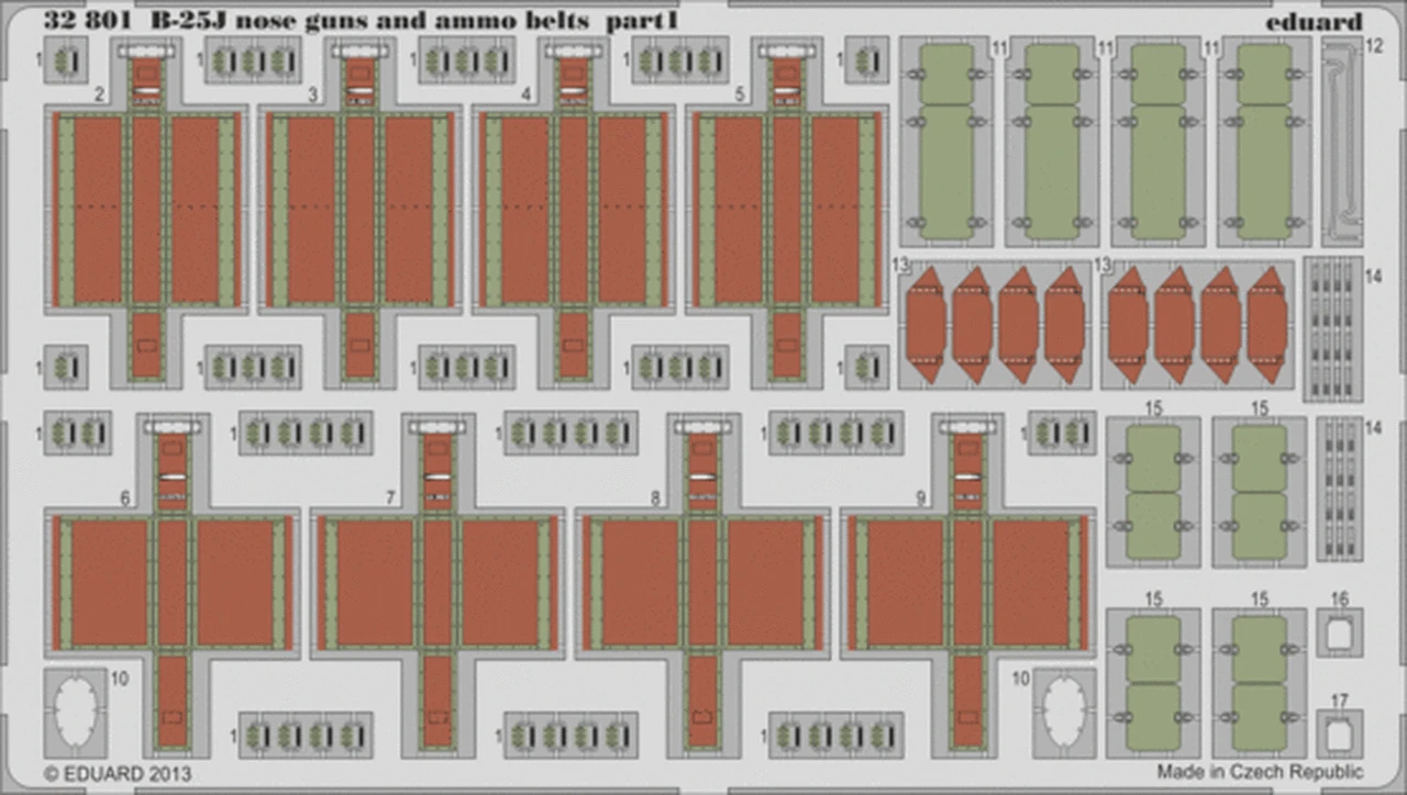 B25J Nose Guns & Ammo Belts for HKM 1/32 Eduard
