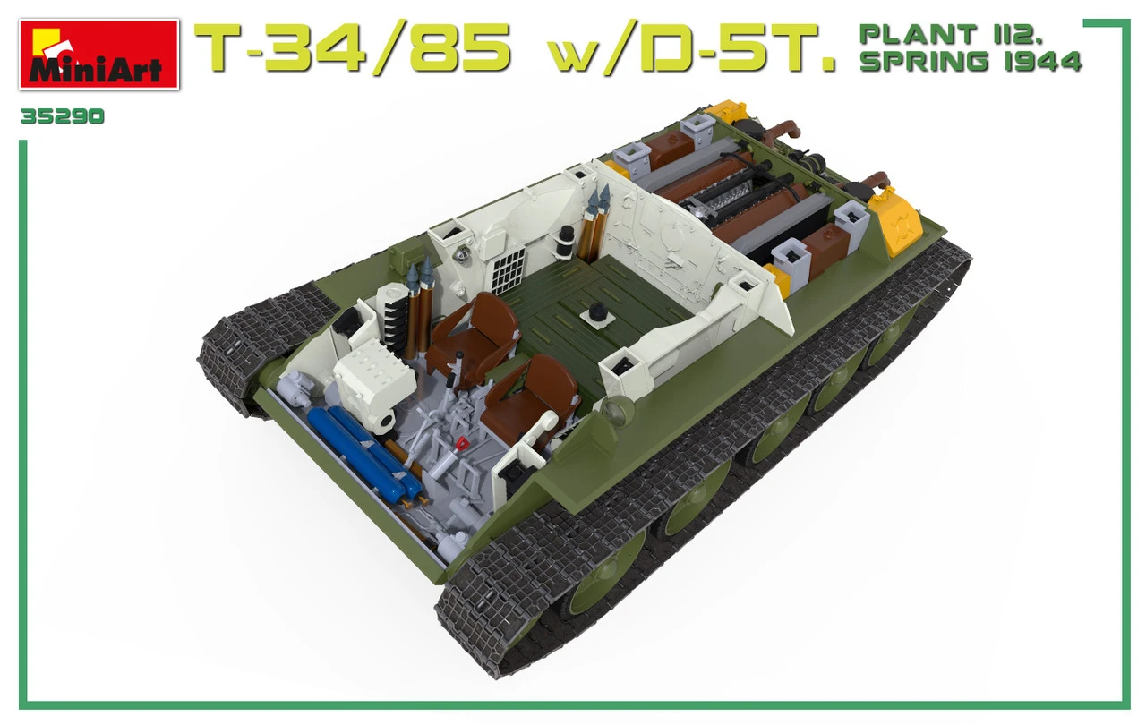 T34/85 Plant 112 Tank w/D5T Gun & Full Interior Spring 1944 1/35 Miniart - Image 6