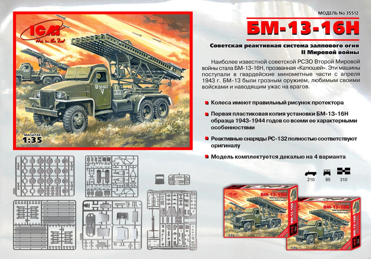 BM-13-16N WWII Soviet Multiple Launch Rocket System 1/35 ICM Models - Image 7
