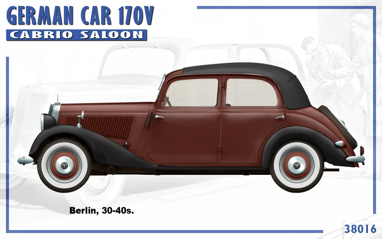 German Type 170V Convertible Saloon 4-Door Car 1/35 Miniart - Image 3