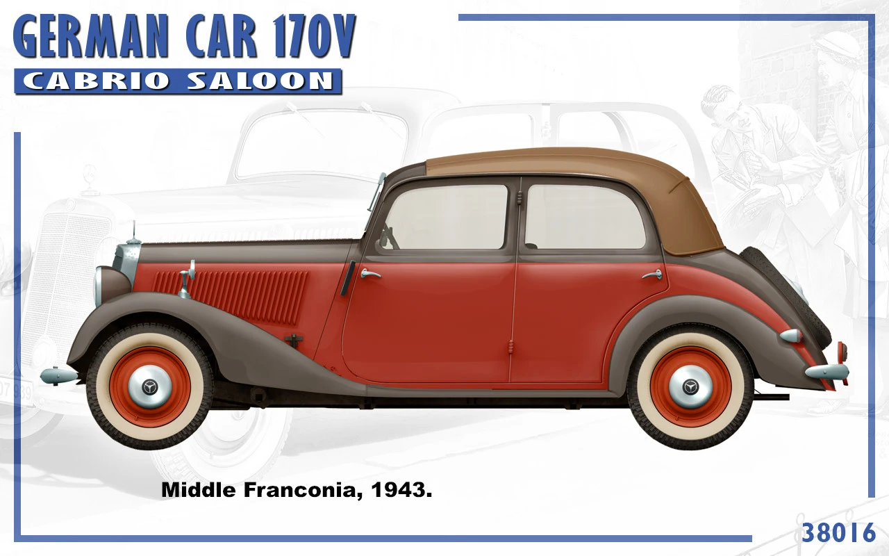German Type 170V Convertible Saloon 4-Door Car 1/35 Miniart - Image 7