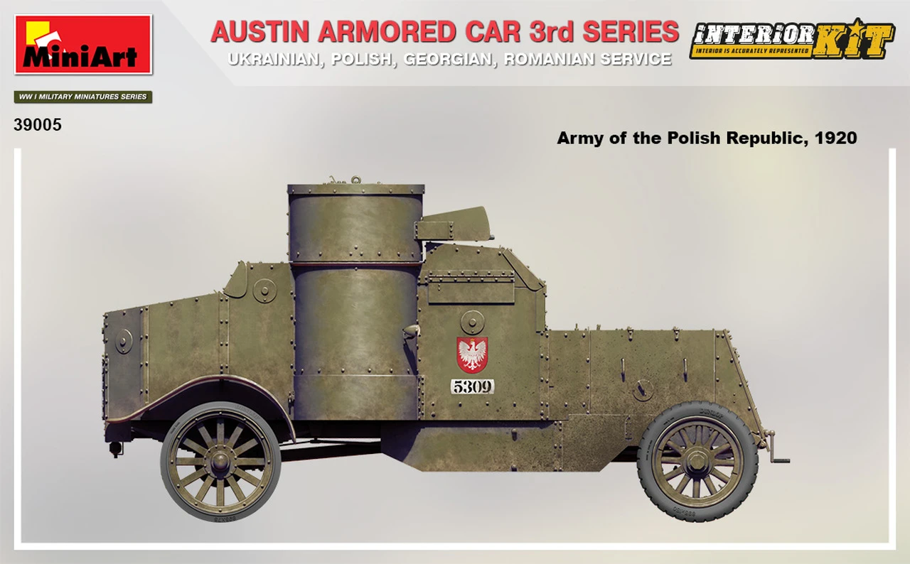 WWI Austin 3rd Series Armored Car w/Full Interior 1/35 Miniart - Image 6