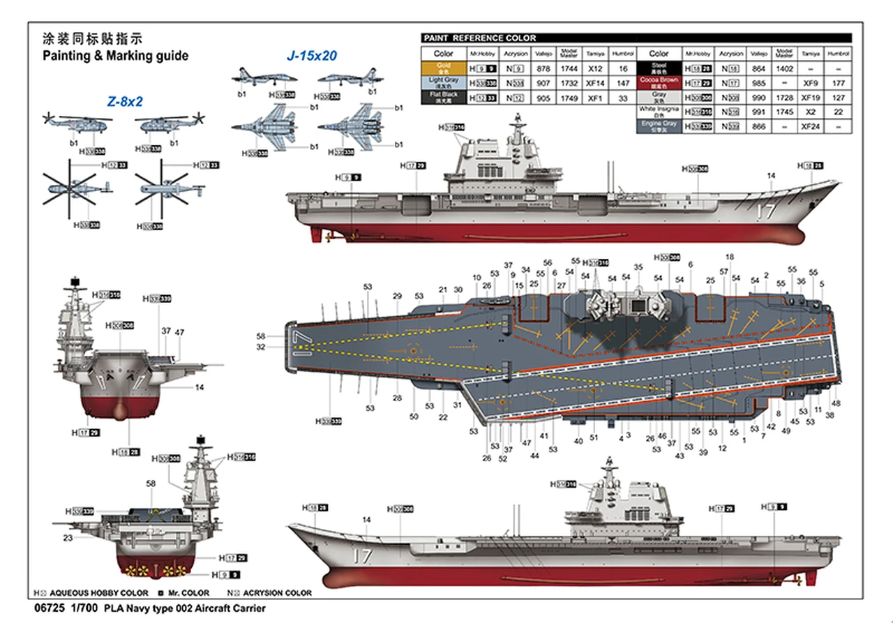PLA Chinese Navy Type 002 Aircraft Carrier 1/700 Trumpeter - Image 4