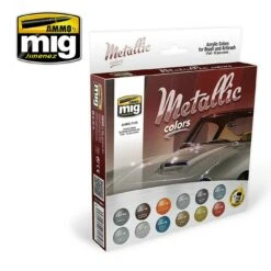 Metallic Colors Acrylic Paint Set (12 bottles) AMMO by Mig Jimenez