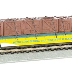 Ringling Bros. & Barnum & Bailey Flat Car With Crate Load #119 (Yellow) HO Scale Bachmann Ringling Bros. & Barnum & Bailey Flat Car with Crate Load #119 (Yellow) HO Scale Bachmann