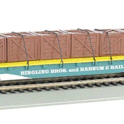 Ringling Bros. & Barnum & Bailey Flat Car With Crate Load #119 (Blue) HO Scale Bachmann Ringling Bros. & Barnum & Bailey Flat Car with Crate Load #119 (Blue) HO Scale Bachmann