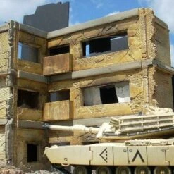 Ruined Large 3-Story Brick Apartment Building 1-35 Dioramas Plus