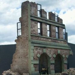 Ruined Brick Factory Building 1-35 Dioramas Plus
