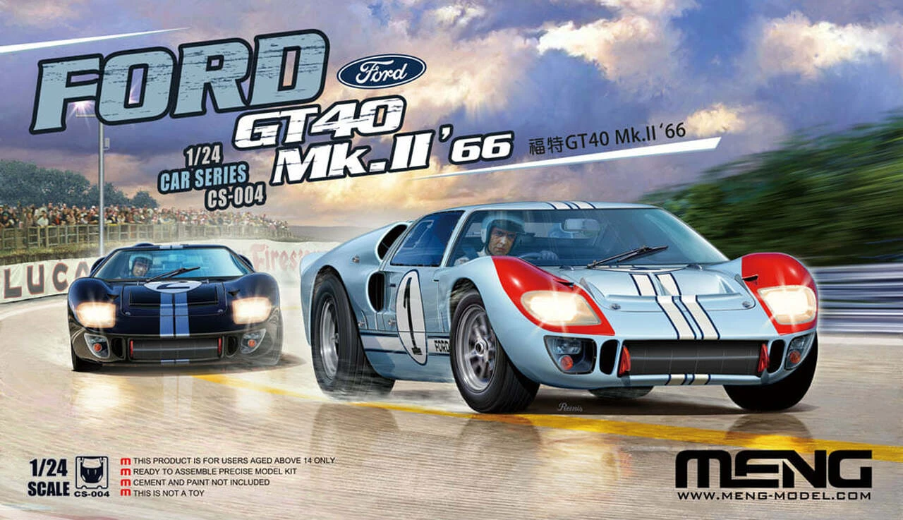 1966 Ford GT40 Mk II Race Car 1/24 Meng Models