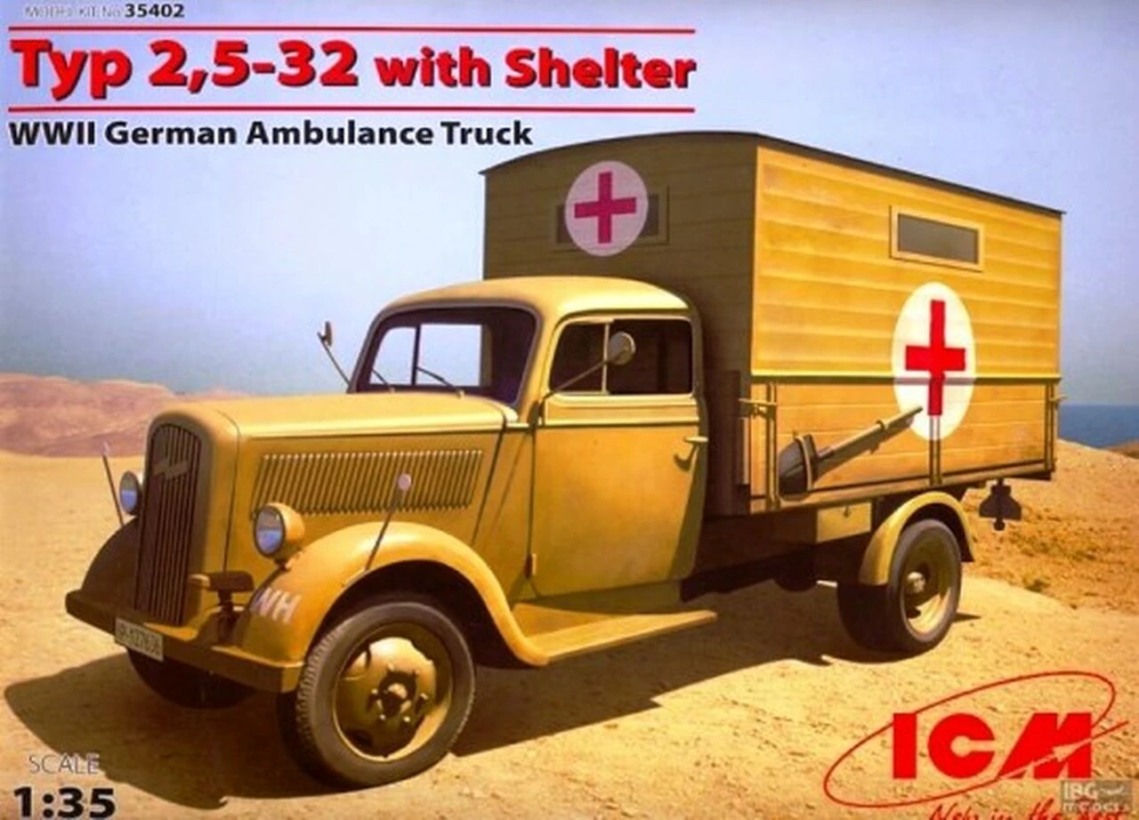 WWII Type 2.5-32 with Shelter German Ambulance Truck 1/35 ICM Models