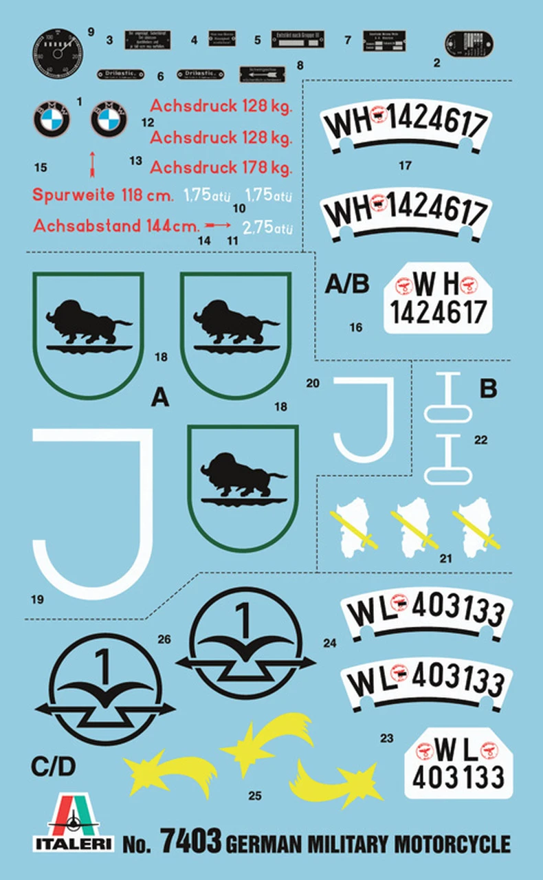 BMW R75 German Military Motorcycle with Sidecar 1/9 Italeri - Image 8