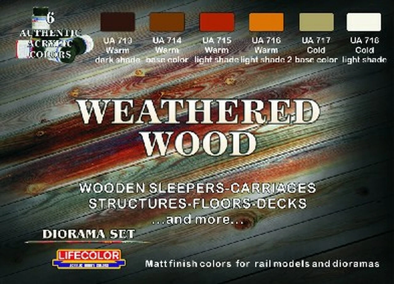Diorama Weathered Wood Acrylic Set (6 22ml Bottles) Life Color Diorama Weathered Wood Acrylic Set (6 22ml Bottles) Life Color