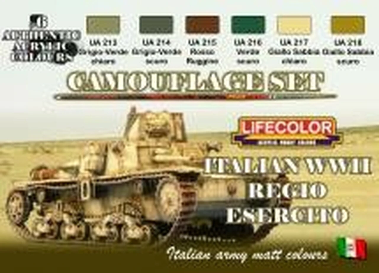 Camouflage Italian WWII Army Vehicles Acrylic Set (6 22ml Bottles) Camouflage Italian WWII Army Vehicles Acrylic Set (6 22ml Bottles)