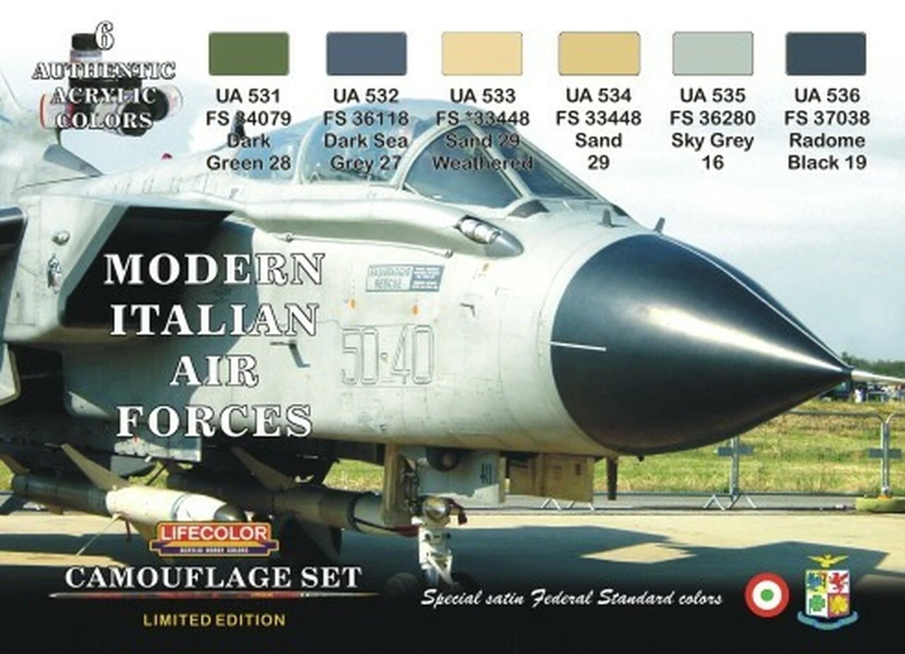 Camouflage Modern Italian Air Force Acrylic Set (6 22ml Bottles) Life Color Camouflage Modern Italian Air Force Acrylic Set (6 22ml Bottles) Life Color