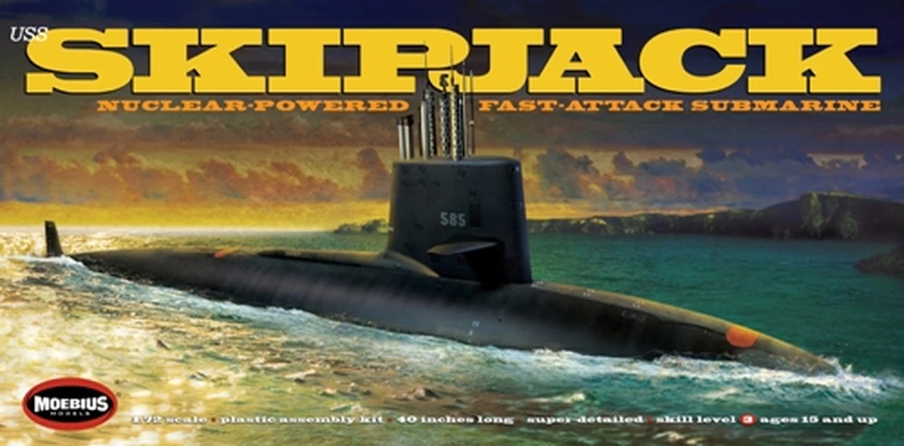 USS Skipjack Submarine 1/72 Moebius Over 40 inches Long - Image 2