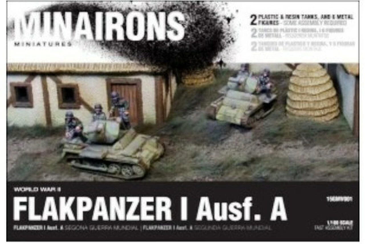 WWII Flakpanzer I Ausf A Tank (2) w/Crew 1/100 Minairons Miniatures