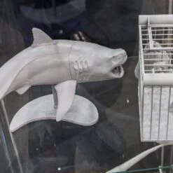Great White Shark with Cage and Diver 1/18 Pegasus