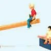 Children w/Mother at Play (8) w/Seesaw & Sandpit HO Scale Preiser Models