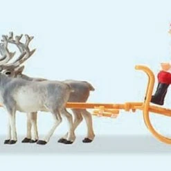 Santa on Sleigh w/presents & 4 Reindeer HO Preiser Models