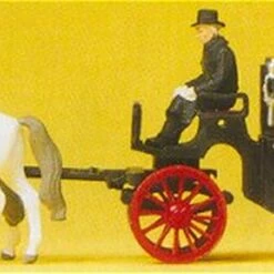 Horse Drawn Black Coach w/Rider HO Preiser Models