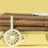Horse Drawn Log Wagon w/Man Walking HO Preiser Models