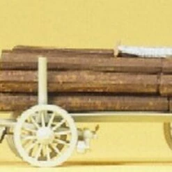 Horse Drawn Log Wagon w/Man Walking HO Preiser Models