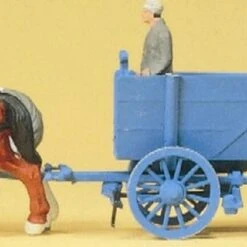 Horse Drawn Box Wagon w/Man HO Preiser Models