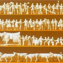Unpainted Railway Personnel, Workers, Animals, etc. (120) (Kit) N Preiser Models