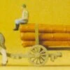 Horse Drawn Log Wagon w/Rider N Preiser Models