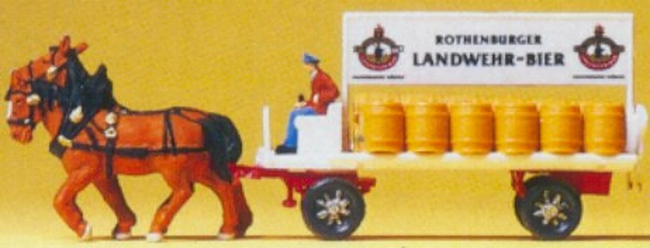 Horse Drawn Beer Wagon w/Rider N Preiser Models
