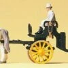 Horse Drawn Open Coach Black w/Rider & Couple N Preiser Models
