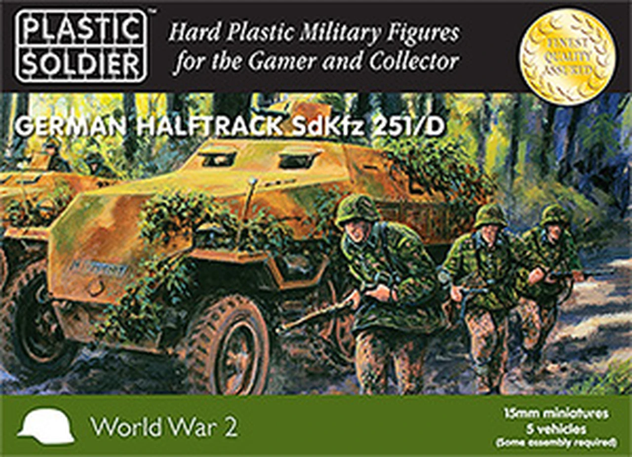 WWII German SdKfz 251/D Halftrack (5) & Crew (7 per vehicle) 15mm Plastic Soldier Company