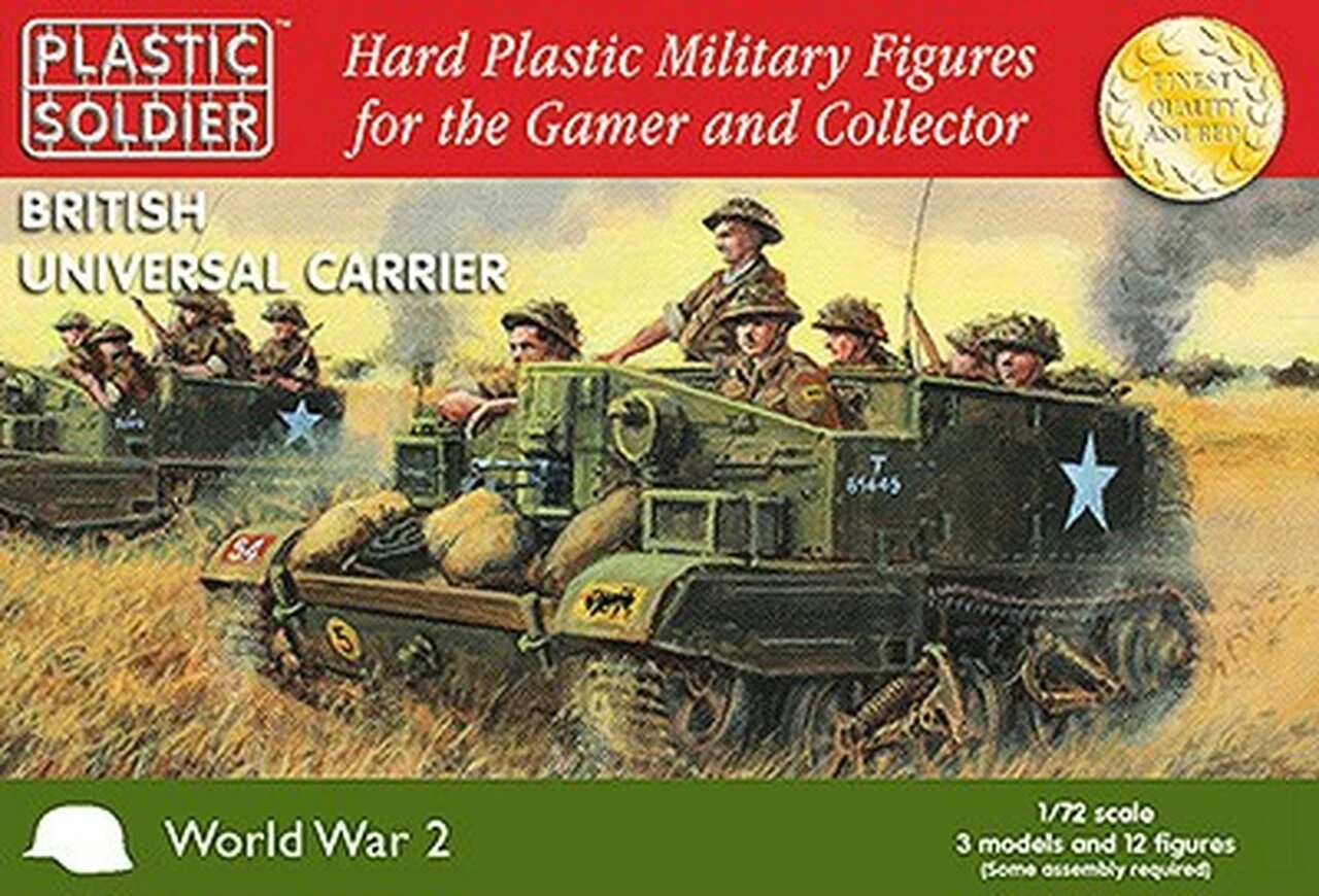 WWII British Universal Carrier (3) & Crew (12) 1/72 Plastic Soldiers