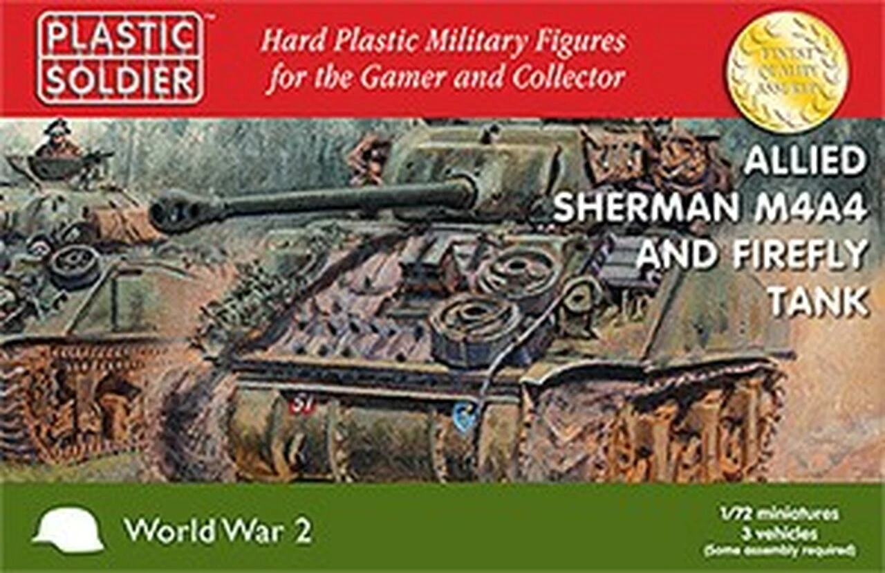 WWII Allied M4A4 Sherman/Firefly Tank (3) 1/72 Plastic Soldier