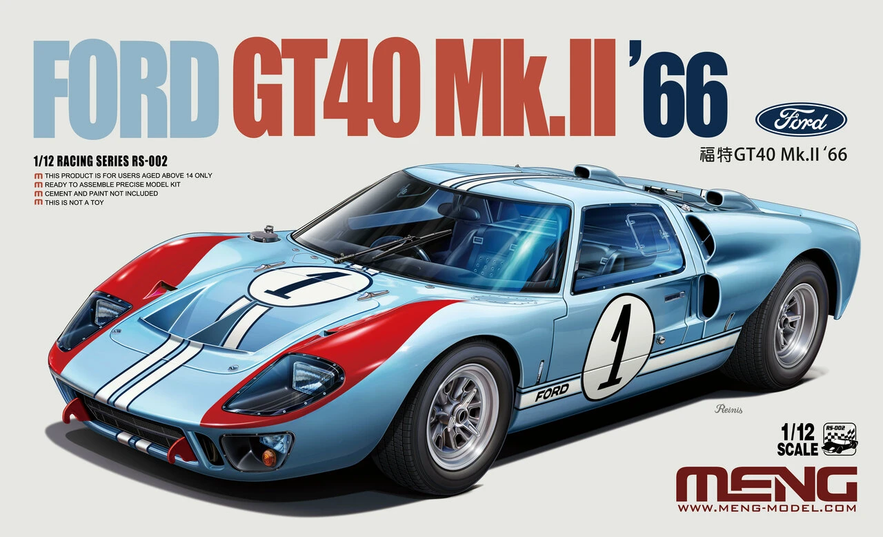 Ford GT40 Mk II Race Car 1/12 Meng Models