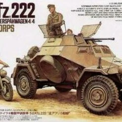 SdKfz 222 w/DKW NZ350 Motorcycle North African Campaign 1/35 Tamiya