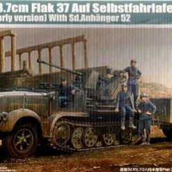 German Sd.Kfz.7/2 Half-track Early Version with 3.7cm Flak 37 Gun & Supply Trailer 1/35 Trumpeter