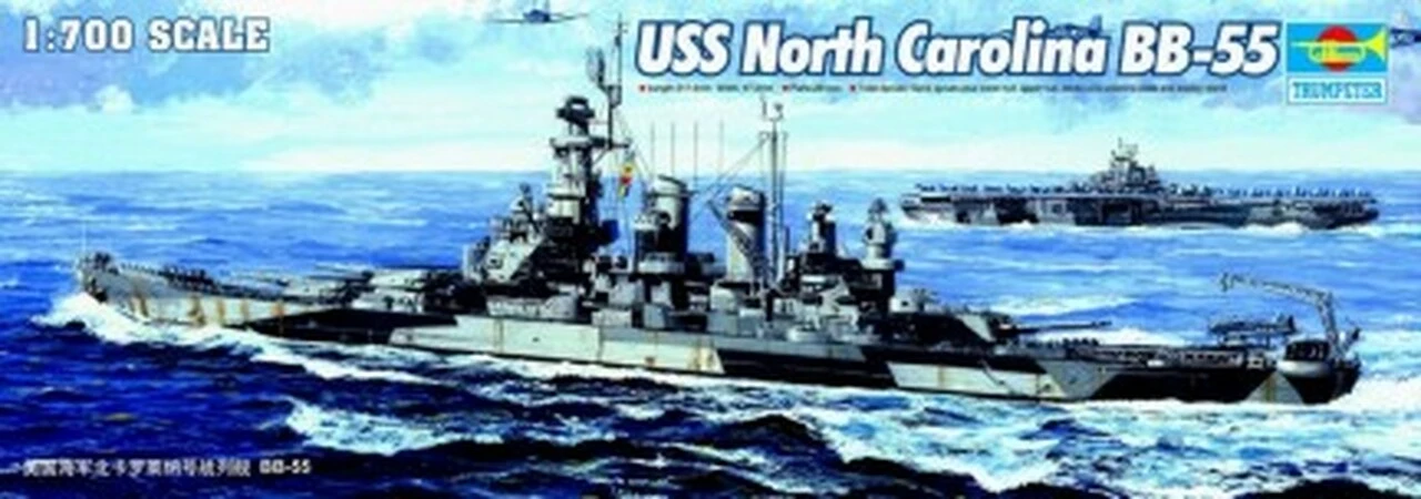 USS North Carolina BB-55 Battleship 1/700 Trumpeter