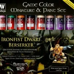 Ironfist Dwarf Berserker Metal Fig. & Game Color Paint Set (8 Colors) 17ml Bottle Acrylic Vallejo Paint