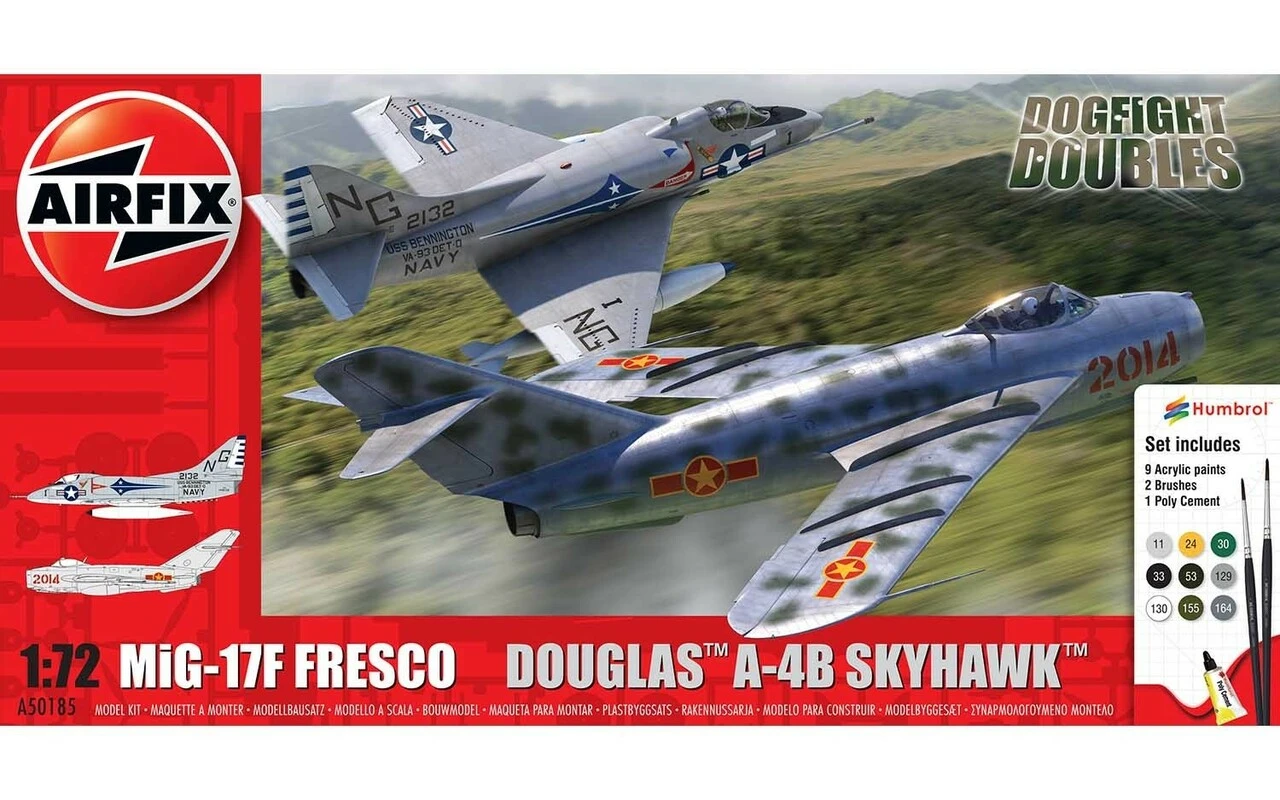 MiG-17F Fresco & A-4B Skyhawk Dogfight Doubles Gift Set w/paint & glue 1/72 Airfix