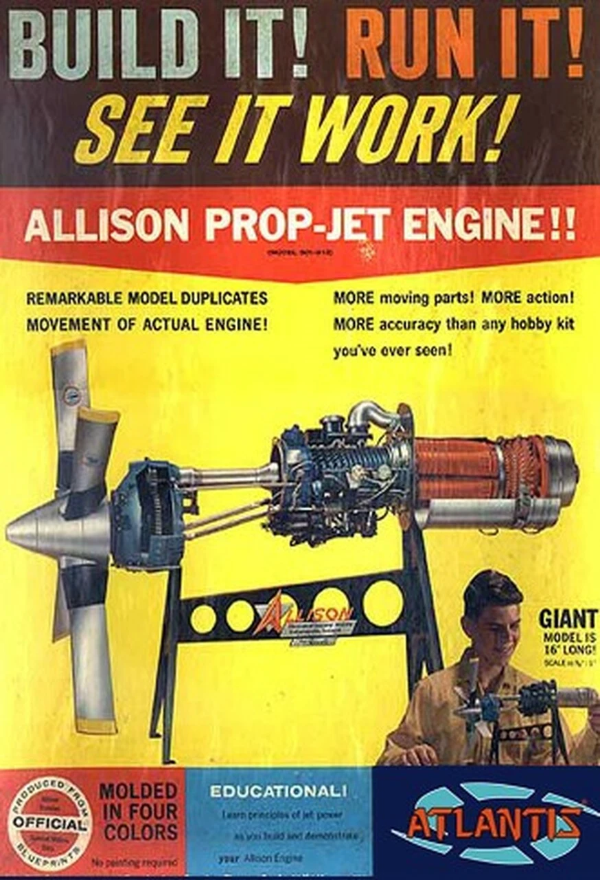 Allison 501-D13 Prop-Jet Engine w/Moving Parts & Stand 1/10 Atlantis Models - Image 2