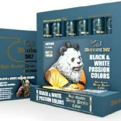 Black & White Passion Acrylic Paint Set (6 Colors) 20ml Tubes Abteilung 502
