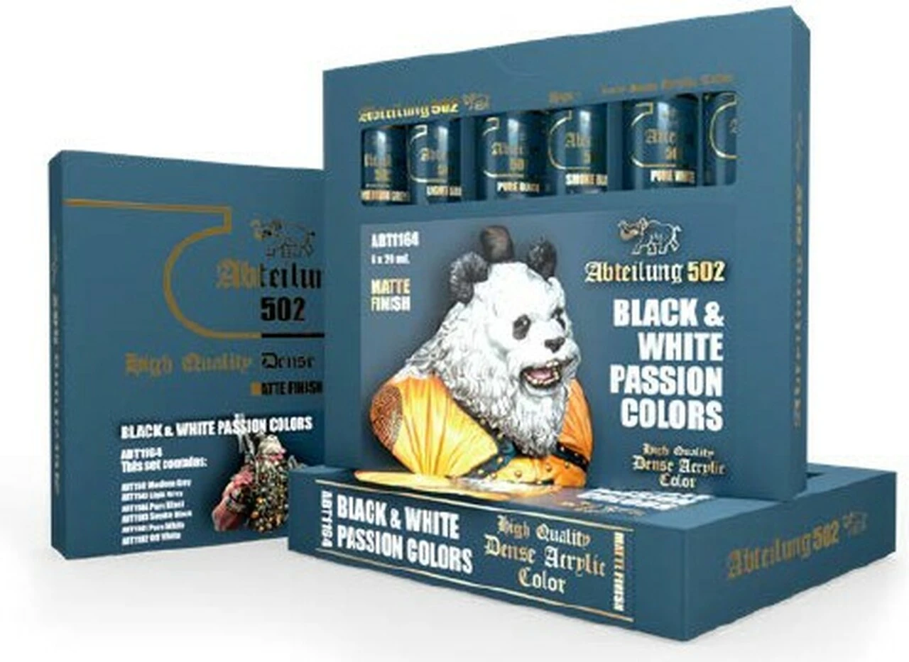 Black & White Passion Acrylic Paint Set (6 Colors) 20ml Tubes Abteilung 502