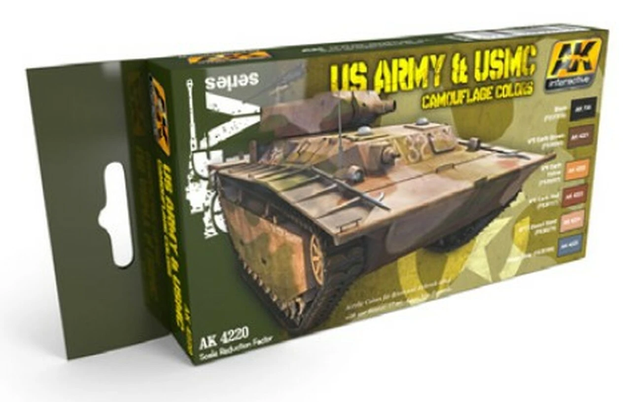 AFV Series: US Army & USMC Camouflage Acrylic Paint Set (6 Colors) (Old Bottles) 17ml Bottles AK Interactive