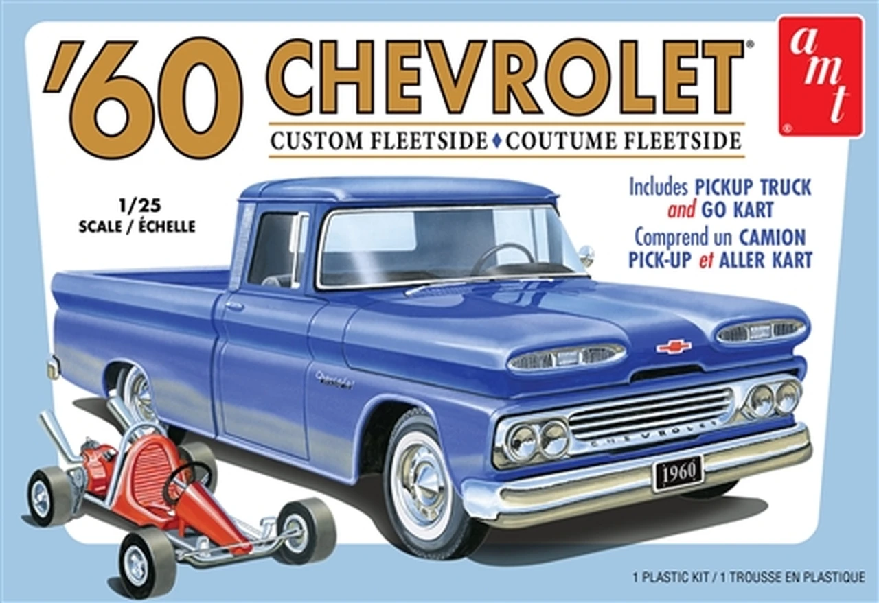 1960 Chevrolet Custom Fleetside Pickup Truck w/Go Kart 1/25 AMT Models