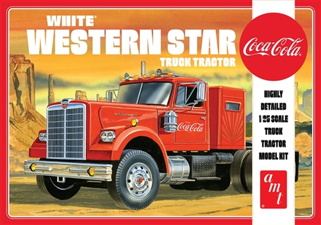 Coca-Cola White Western Star Semi Tractor Cab w/Sleeper 1/25 AMT Models