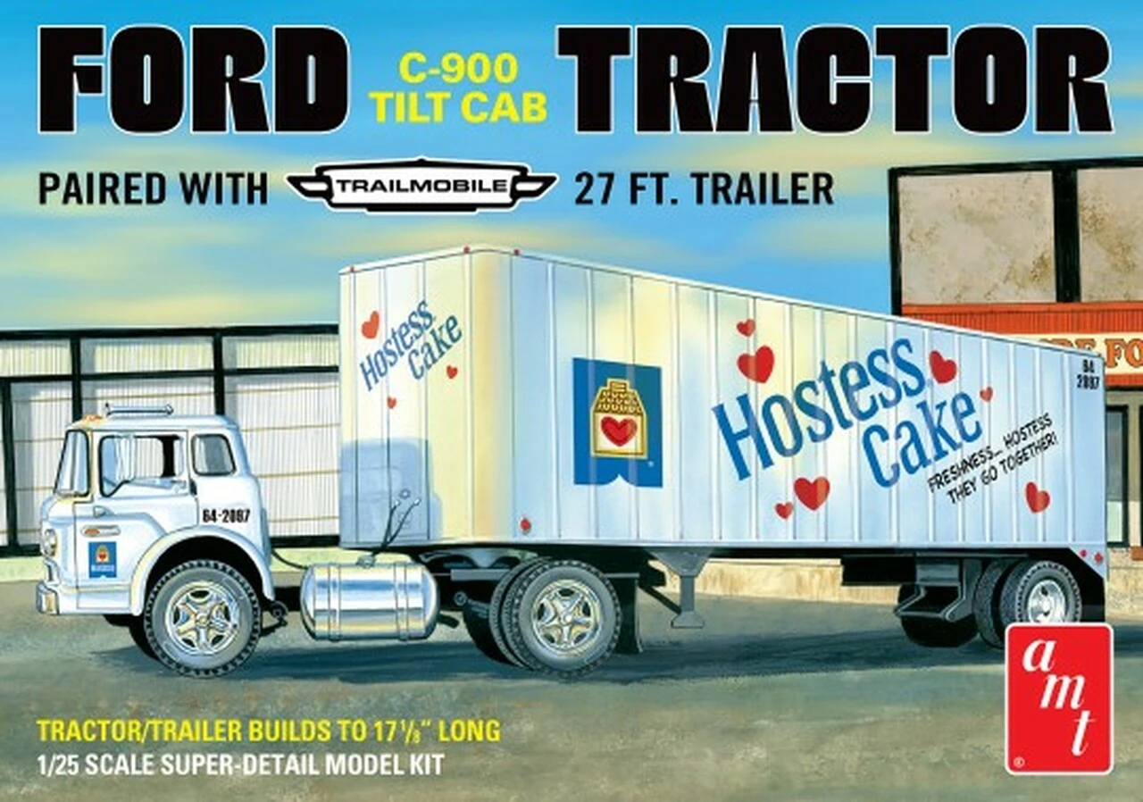 Hostess Ford C900 Tilt Cab Tractor w/Trailer 1/25 AMT Models