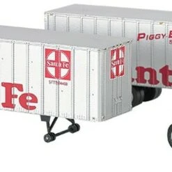 1950s-60 Truck Cab w/2 Piggyback Trailer Santa Fe HO Scale Bachmann Trains